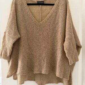 Wooden Ships Oversized V-Neck Sweater in Taupe